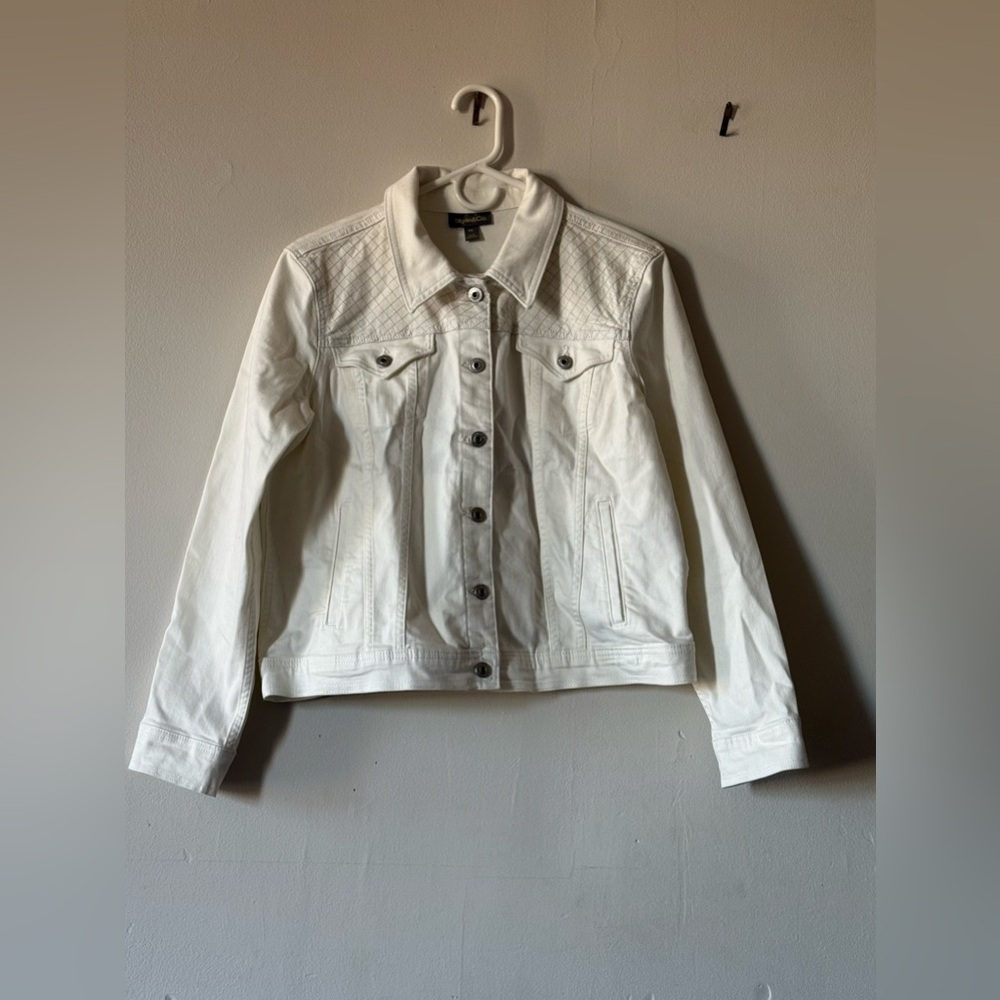 Style&Co Plus Size Cropped Embroidered Denim Jacket, Macy's Exclusive
